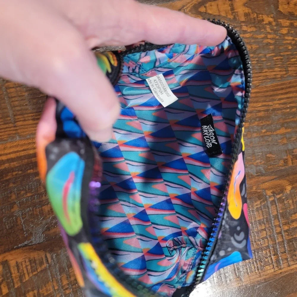 Jason Naylor Zip‎ Rainbow Colorful Kisses Lips Cosmetic Pencil Travel Bag NWOT